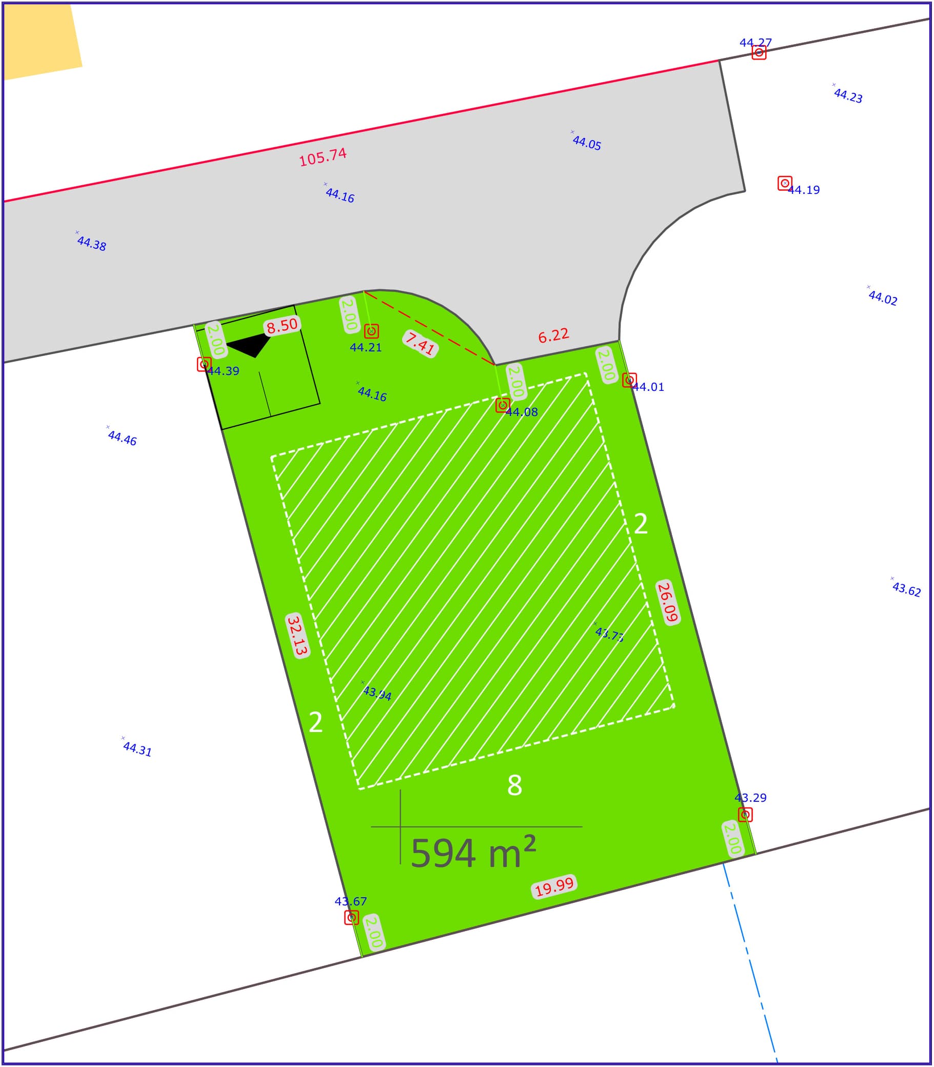 Lot 2 – Terrain arboré et plat, idéal pour maison de plain-pied