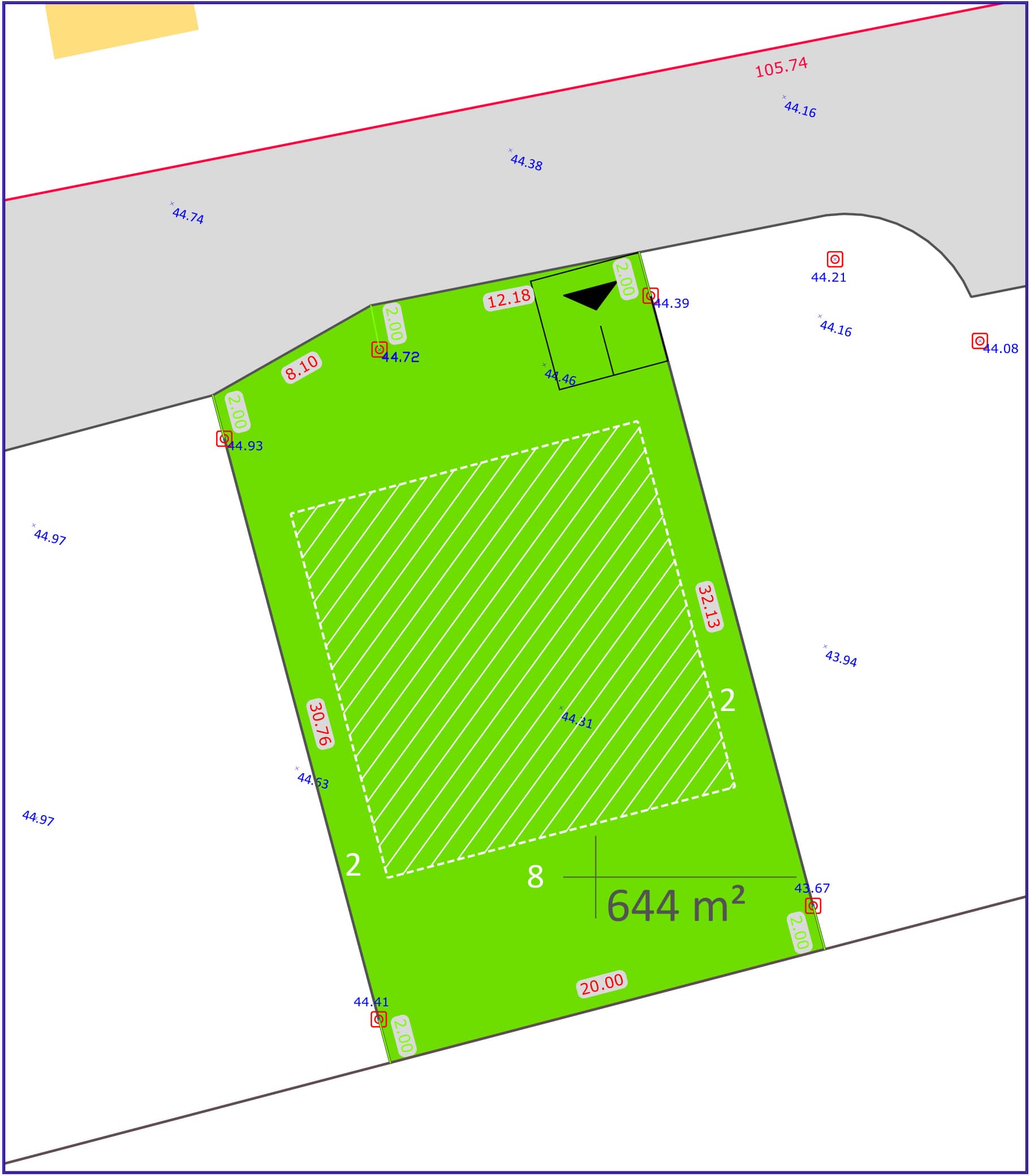 Lot 3 – 644 m² arborés au cœur du lotissement, exposition ensoleillée